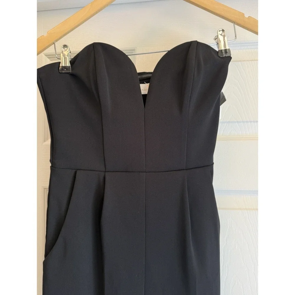 Amanda Urichard Jumpsuit Women P Black Strapless Sweetheart V-Notch Tapered Leg